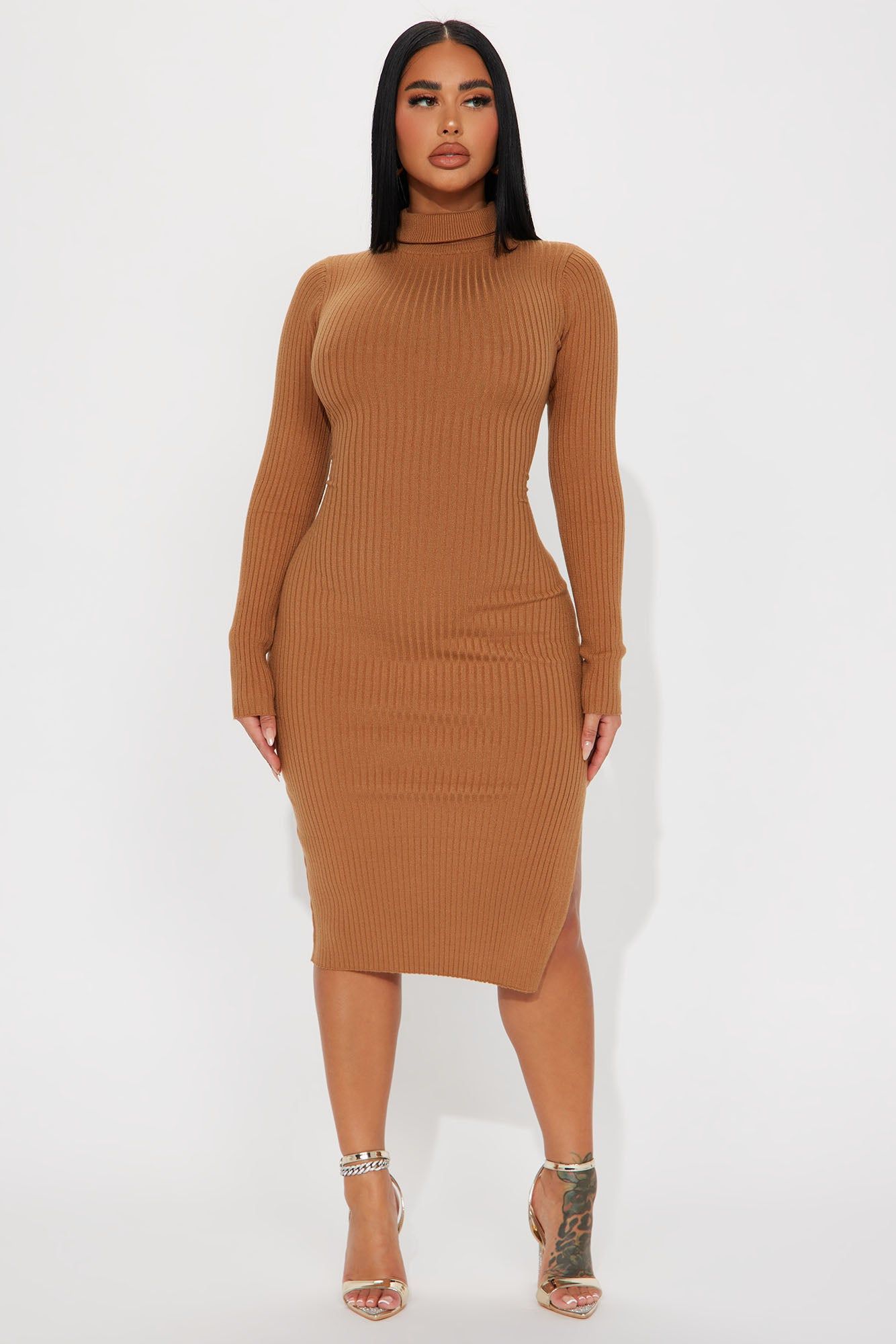 London Sweater Midi Dress - Cognac sold by Fashion Nova