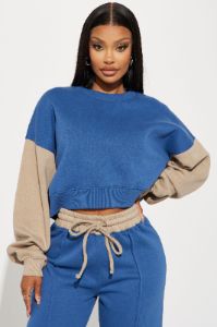 Keep It Cozy Sweatshirt - Blue/combo sold by Fashion Nova