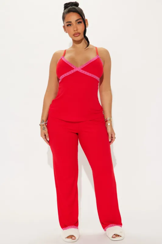 In Your Dreams Ribbed PJ Pant Set - Red sold by Fashion Nova