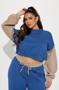 Keep It Cozy Sweatshirt - Blue/combo sold by Fashion Nova