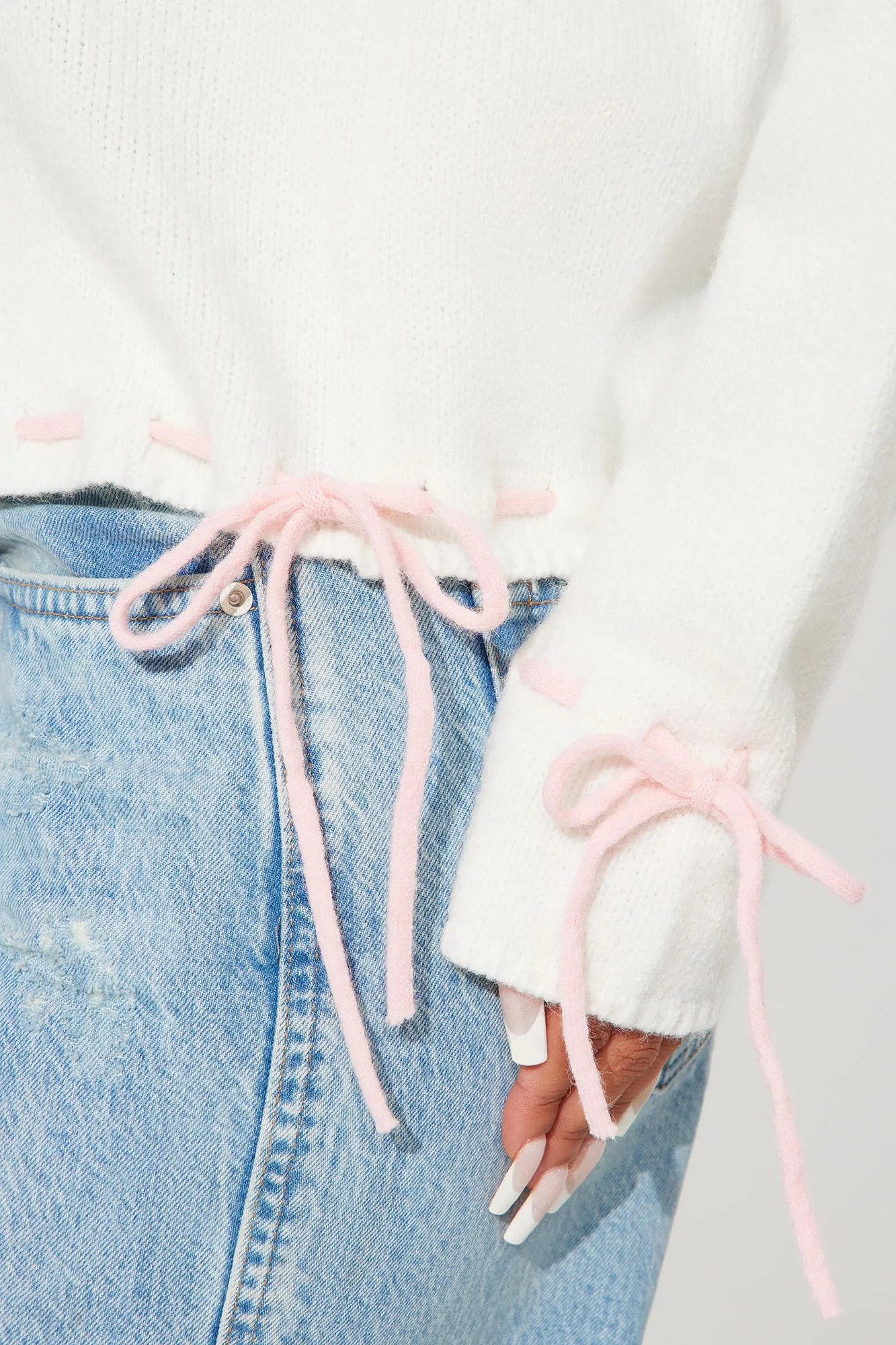 Sweetest Love Bow Sweater - Ivory/combo sold by Fashion Nova product image thumbnail 3