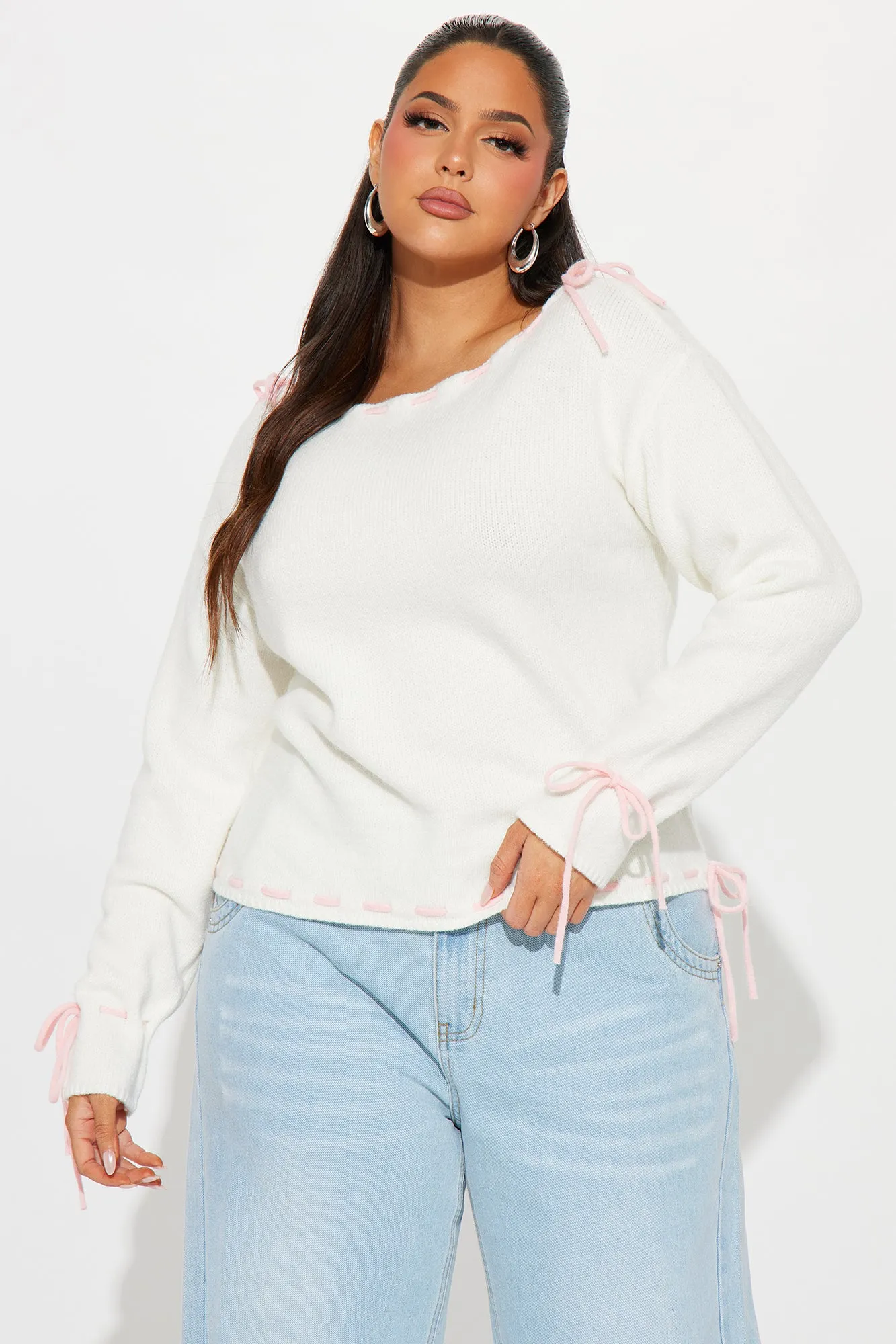 Sweetest Love Bow Sweater - Ivory/combo sold by Fashion Nova product image thumbnail 5