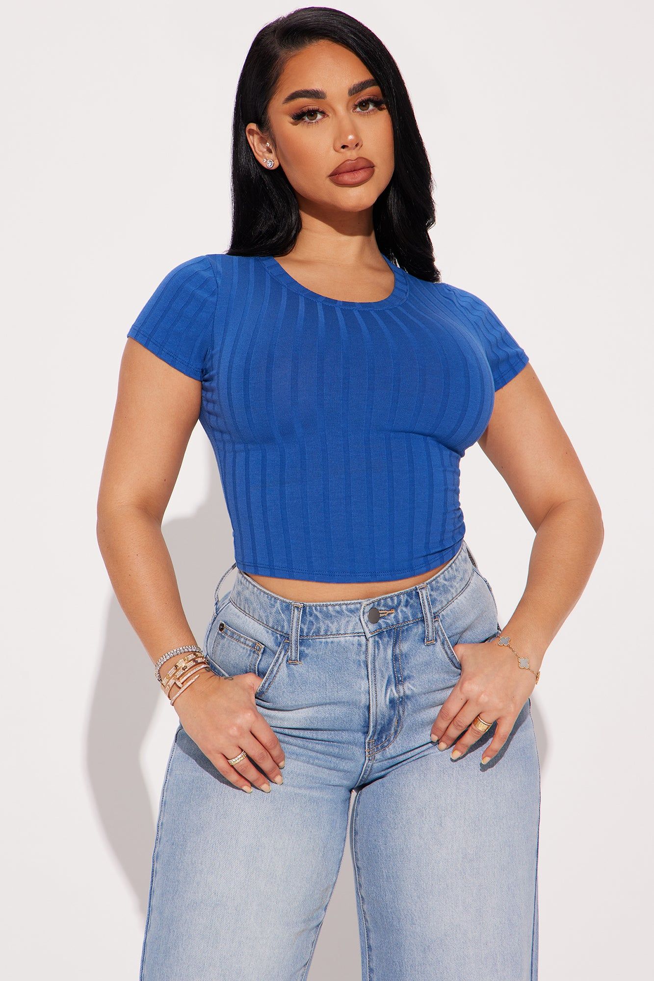 Cora Classic Crew Neck Tee - Blue sold by Fashion Nova