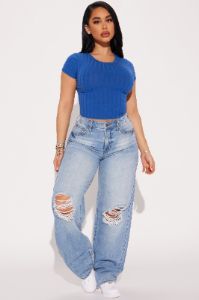 Cora Classic Crew Neck Tee - Blue sold by Fashion Nova