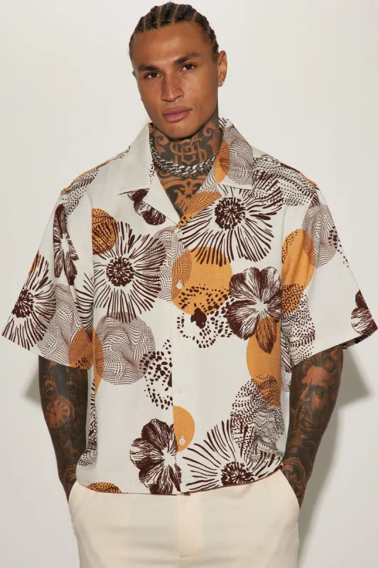 Take A trip Button Up Shirt - Natural/Combo sold by Fashion Nova