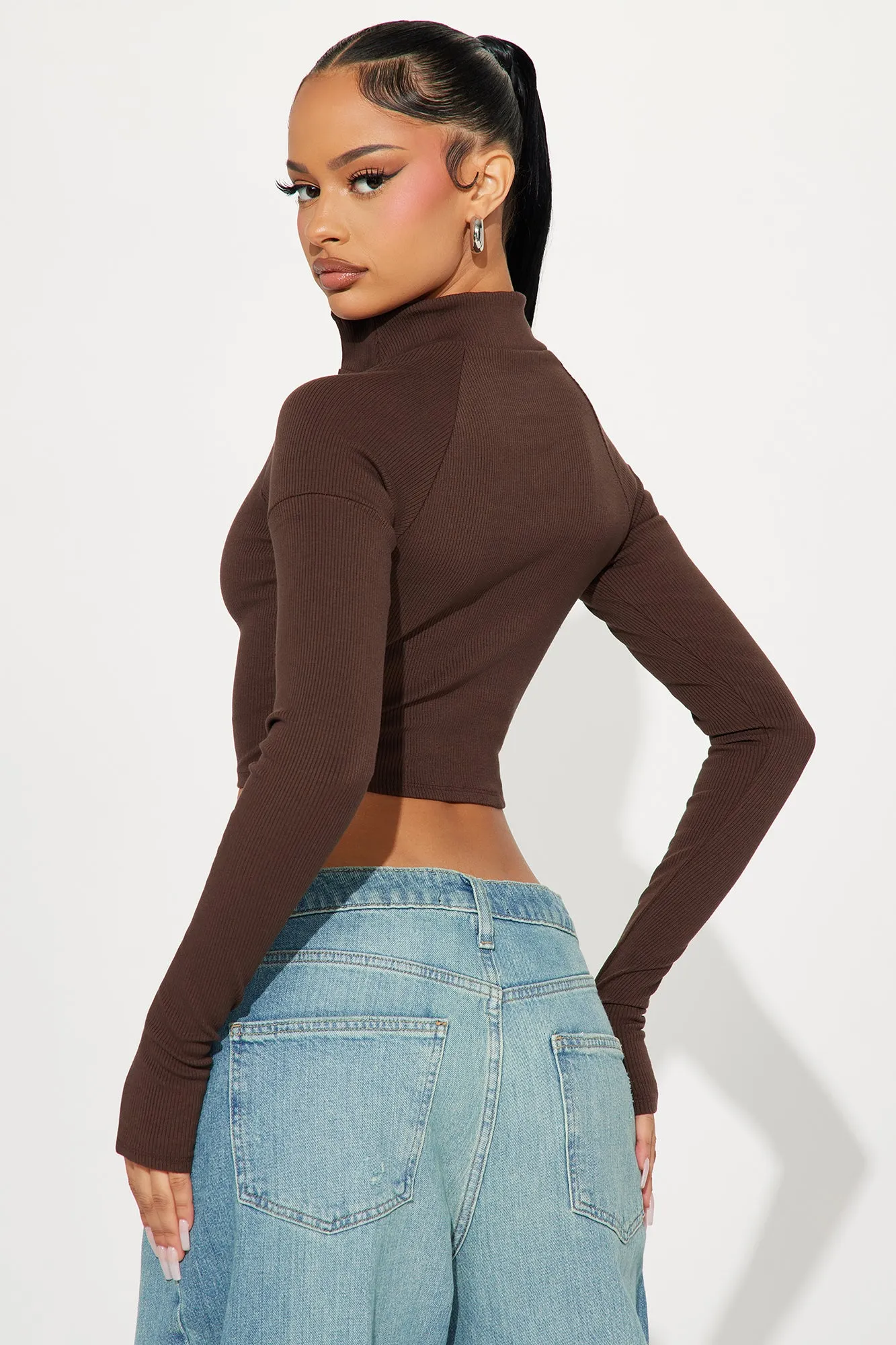 Nicole Collared Snatched Top - Chocolate sold by Fashion Nova product image thumbnail 3