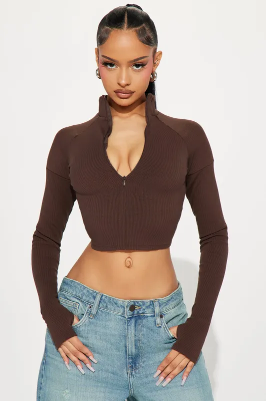 Nicole Collared Snatched Top - Chocolate sold by Fashion Nova