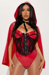 Naughty Miss Hood 3 Piece Costume Set - Red/Black sold by Fashion Nova
