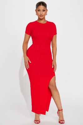 Ember Ribbed Maxi Dress - Red sold by Fashion Nova