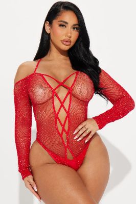 Let's Make Magic Bodystocking Teddy - Red sold by Fashion Nova