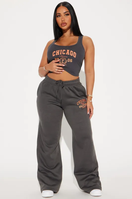 Chi Town Fleece Pant Set - Charcoal/combo sold by Fashion Nova