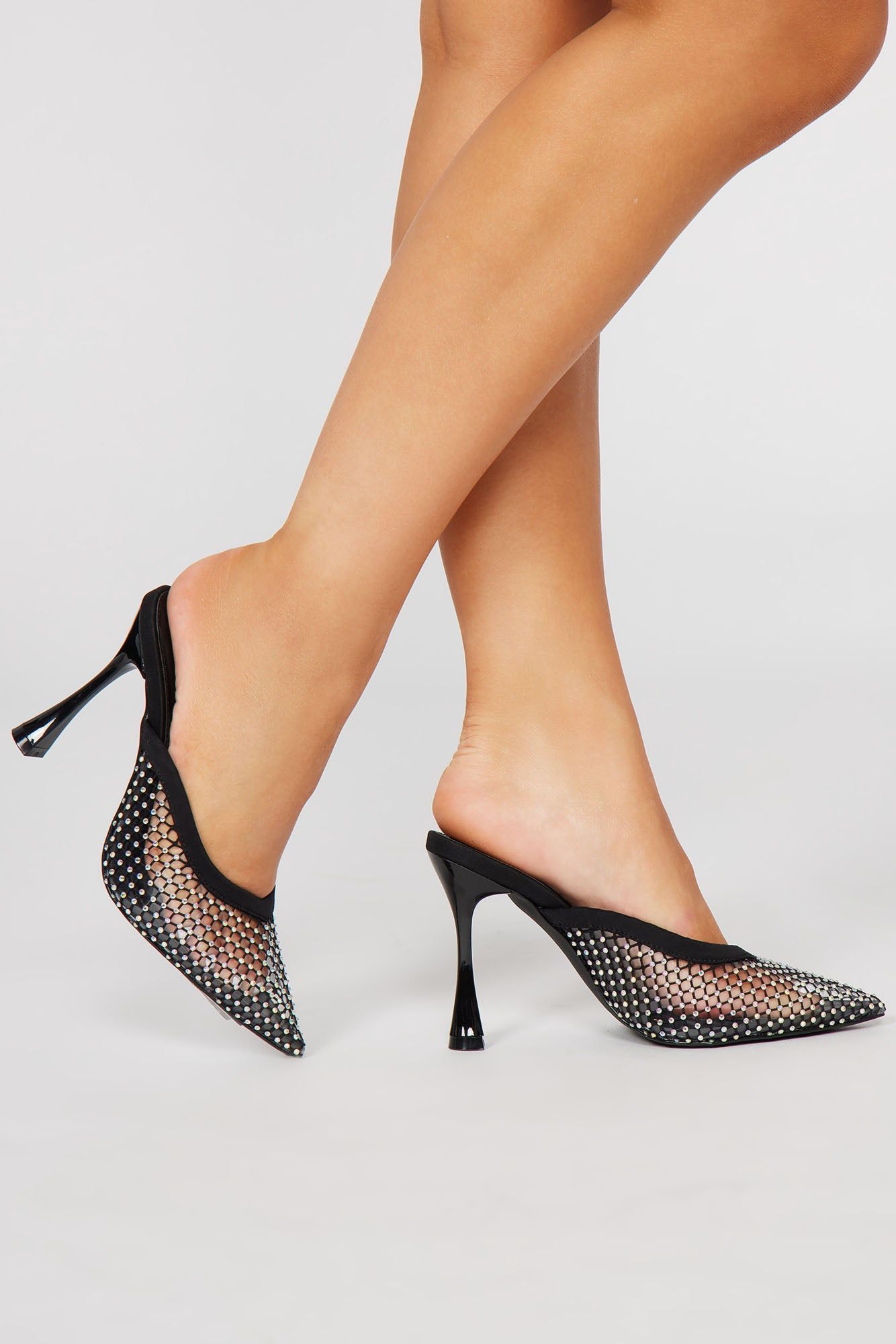 Rhinestone Baby Heeled Mules - Black sold by Fashion Nova product image thumbnail 2
