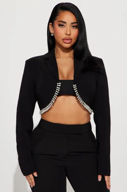 Business Baddie Blazer Top - Black sold by Fashion Nova