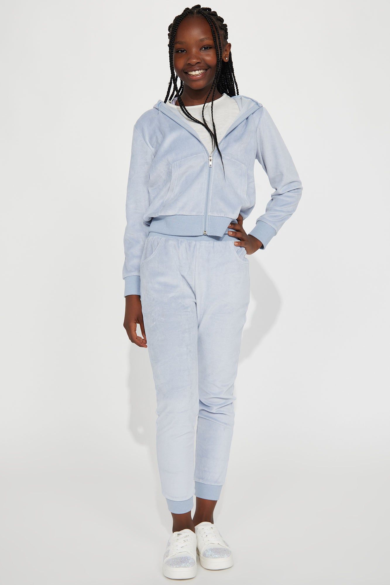 Mini Original Trendsetter II Velour Set - Light Blue sold by Fashion Nova