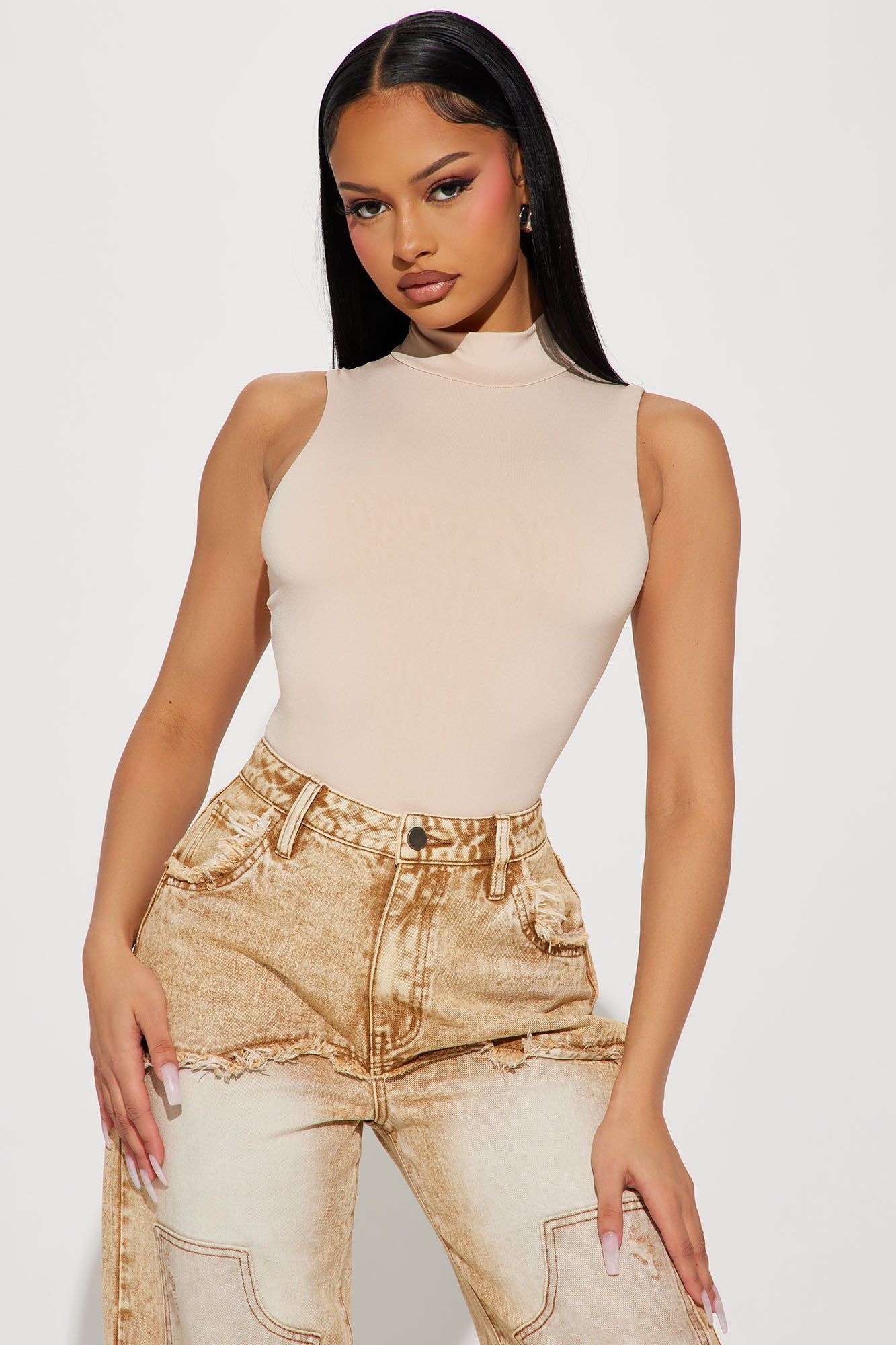 Too Good To Be True Sleeveless Bodysuit - Taupe sold by Fashion Nova product image thumbnail 3