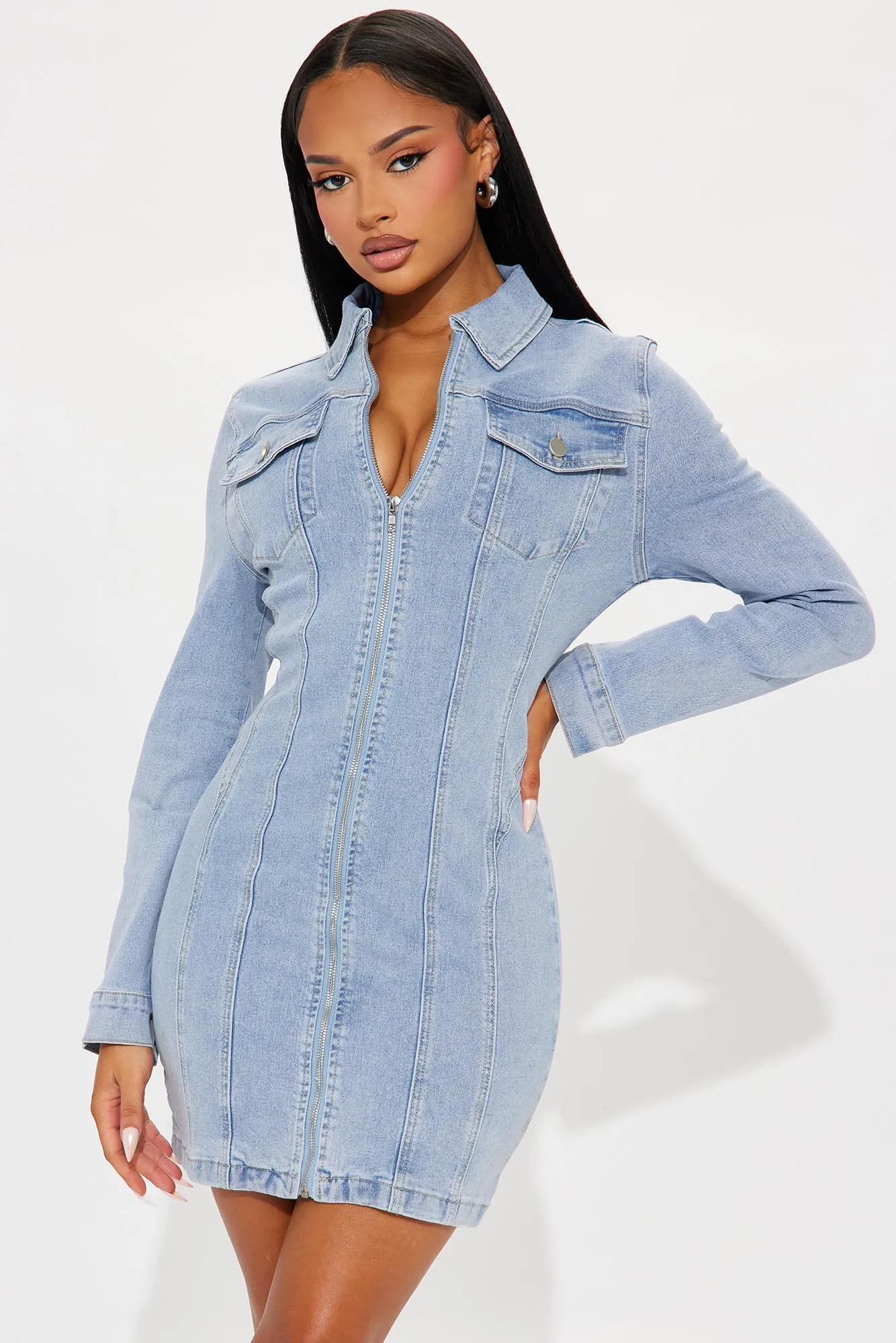 Athena Denim Mini Dress - Medium Wash sold by Fashion Nova product image thumbnail 2