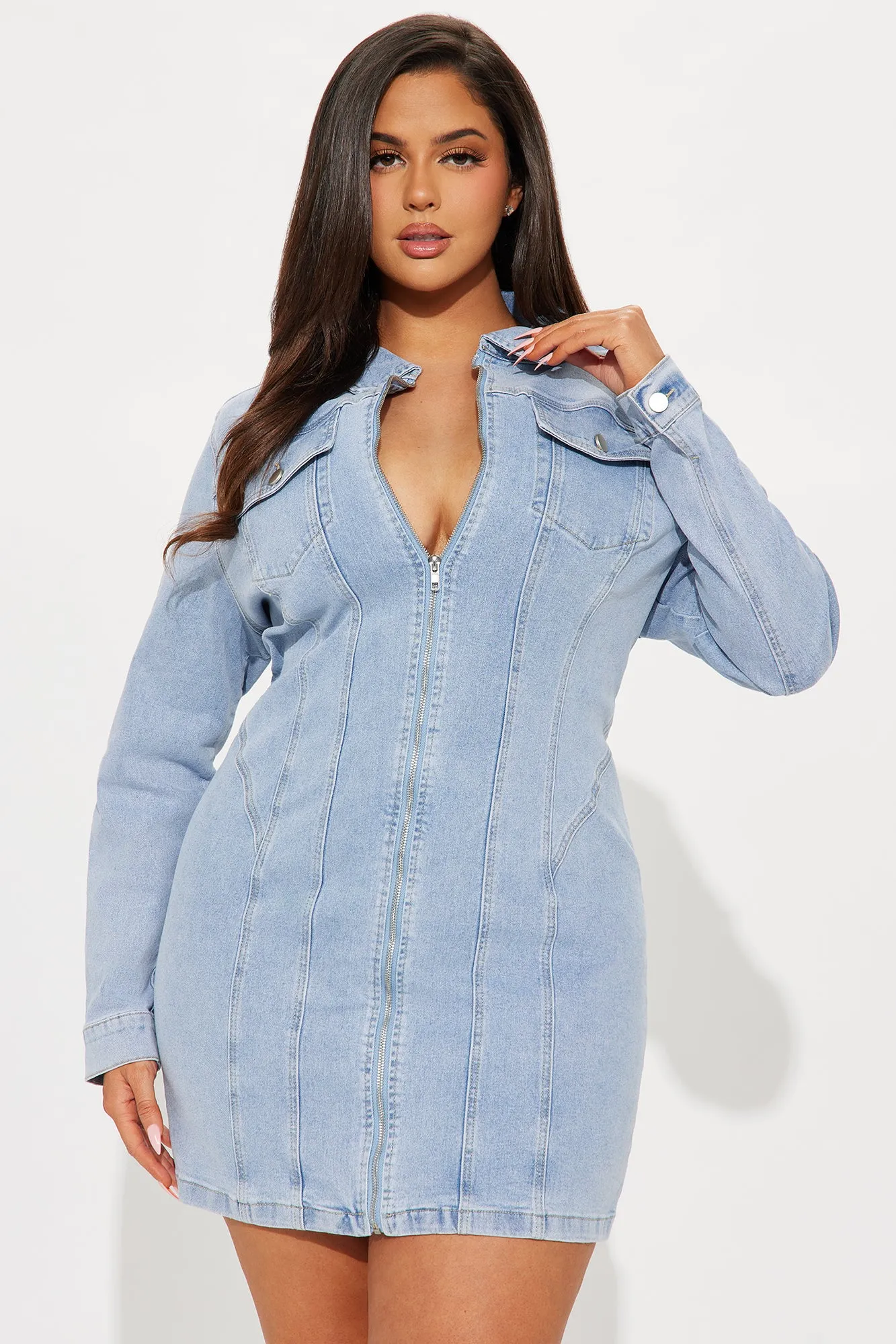Athena Denim Mini Dress - Medium Wash sold by Fashion Nova product image thumbnail 4