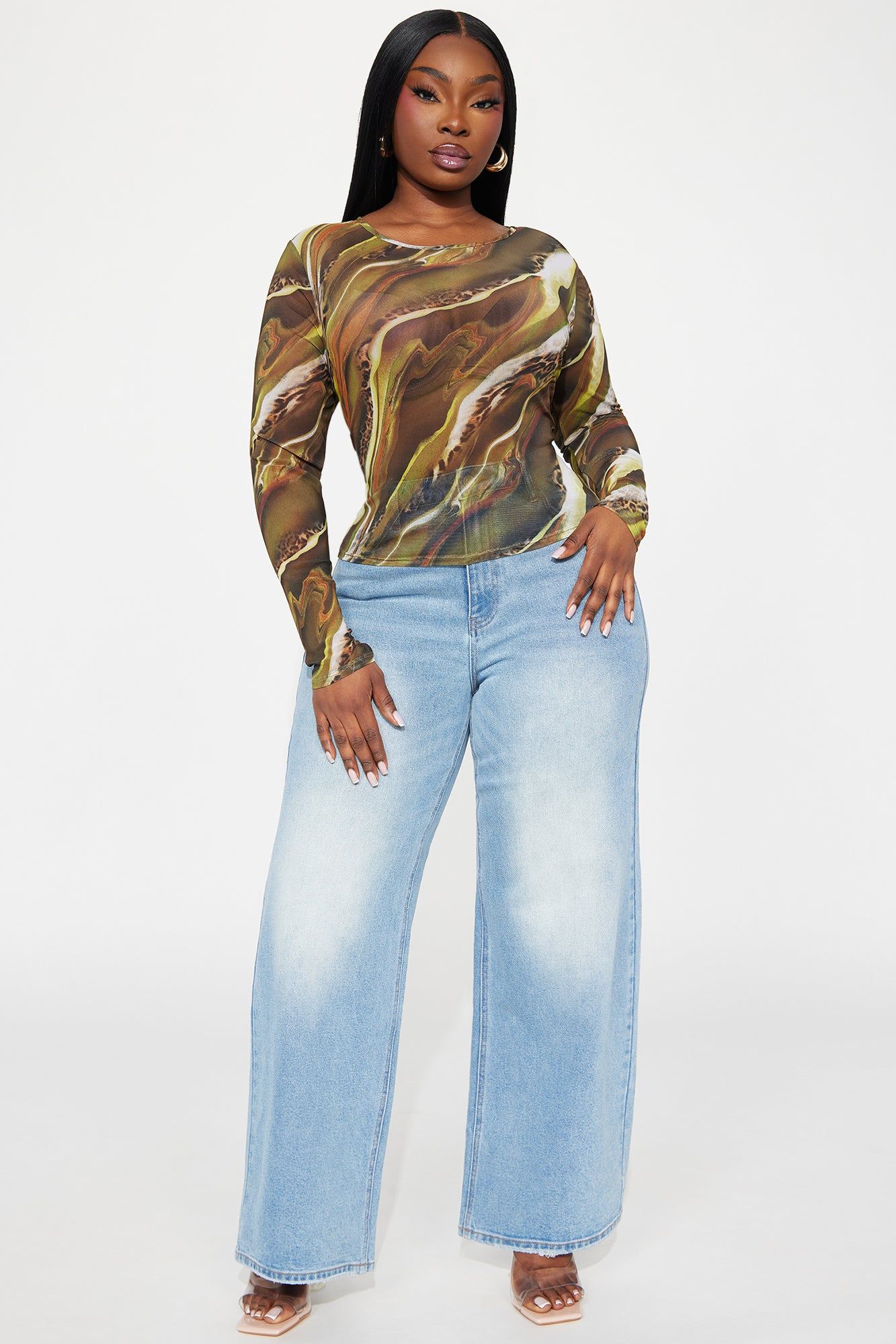 Not Phased Leopard Mesh Top - Olive/combo sold by Fashion Nova product image thumbnail 5