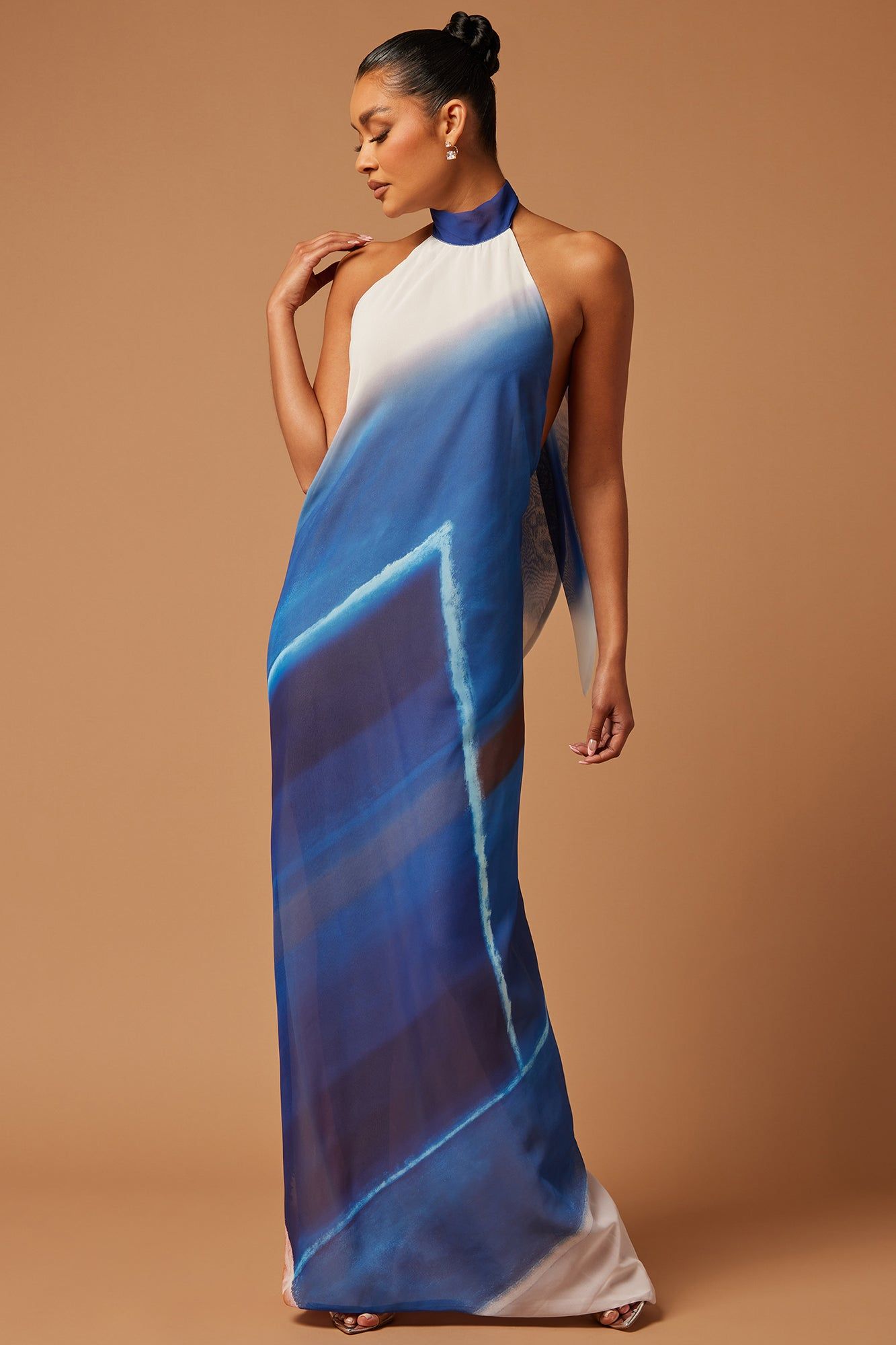 Wren Chiffon Maxi Dress - Blue/combo sold by Fashion Nova