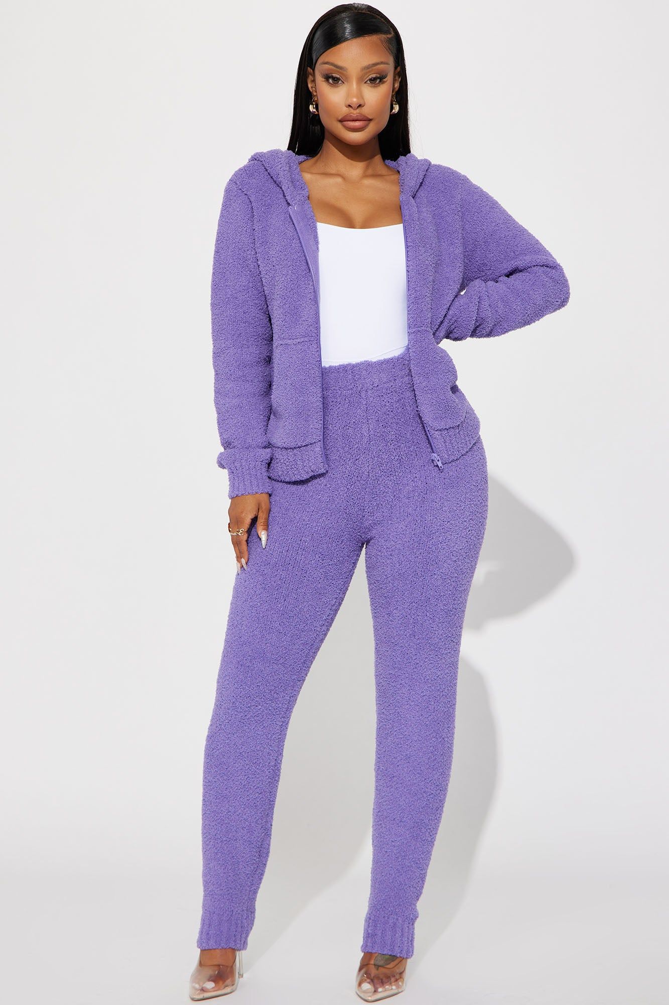Always Extra Cozy Pant Set - Purple sold by Fashion Nova