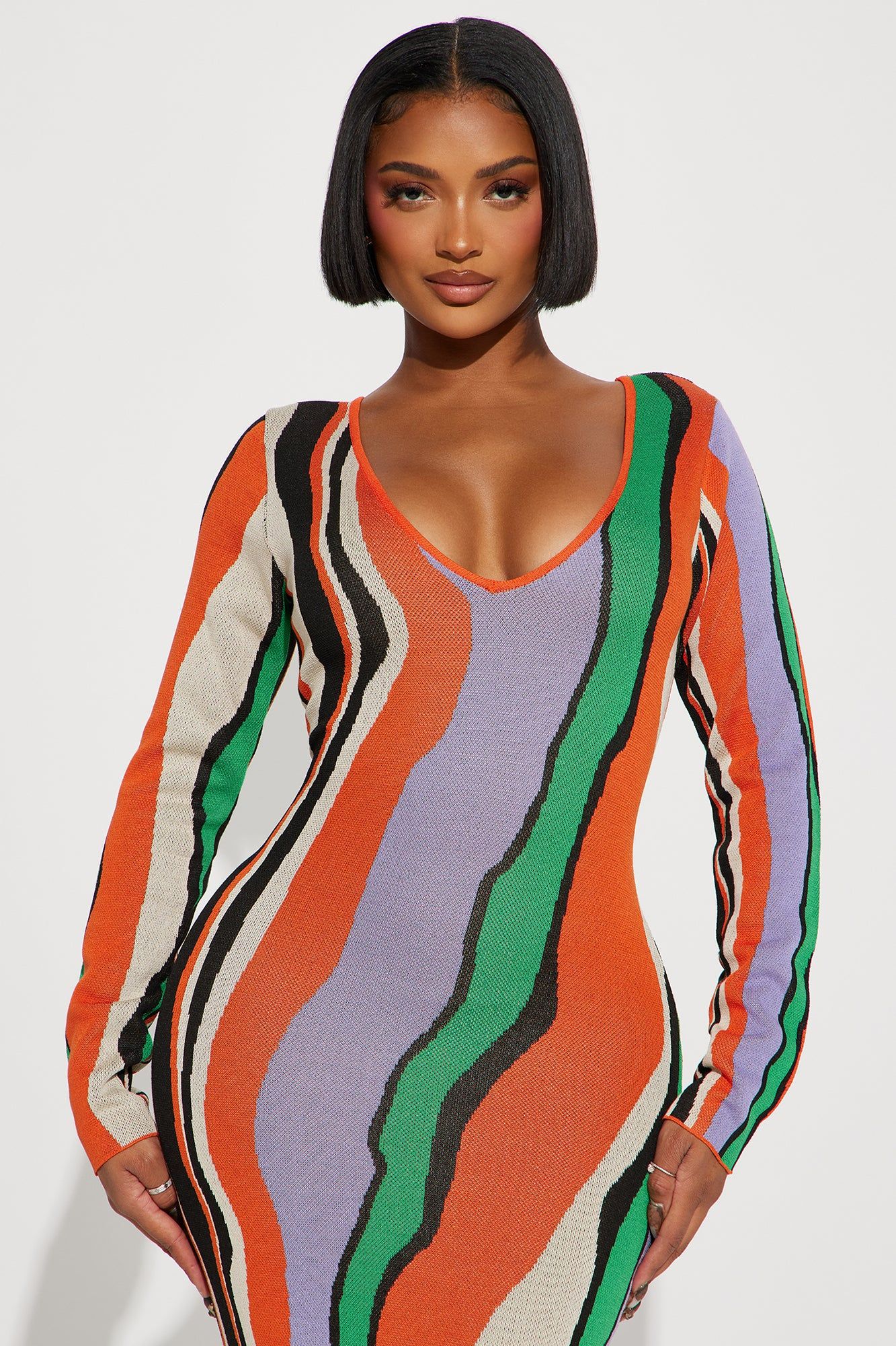 Sydney Sweater Maxi Dress - Orange/combo sold by Fashion Nova product image thumbnail 2