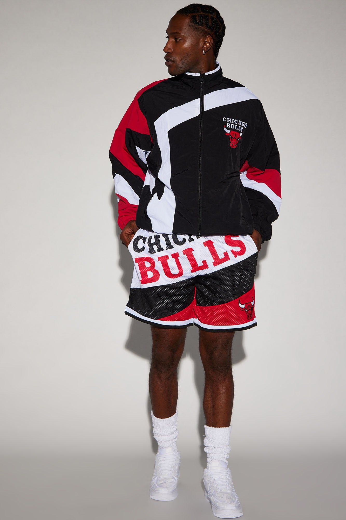 Bulls On The Bias Mesh Shorts - White/combo sold by Fashion Nova product image thumbnail 3