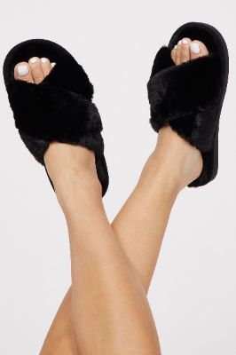 Ready To Be Comfy Slippers - Black sold by Fashion Nova