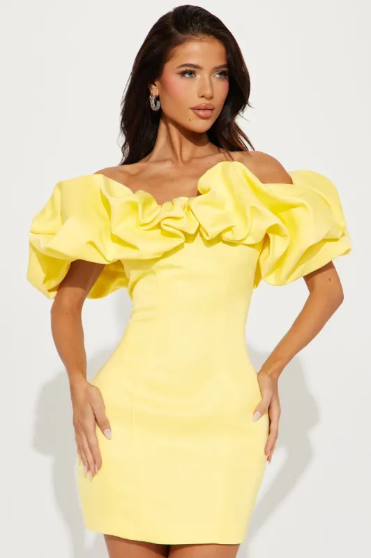 Parisian Nights Mini Dress - Yellow sold by Fashion Nova