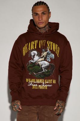 Stone Hearts Hoodie - Chocolate sold by Fashion Nova