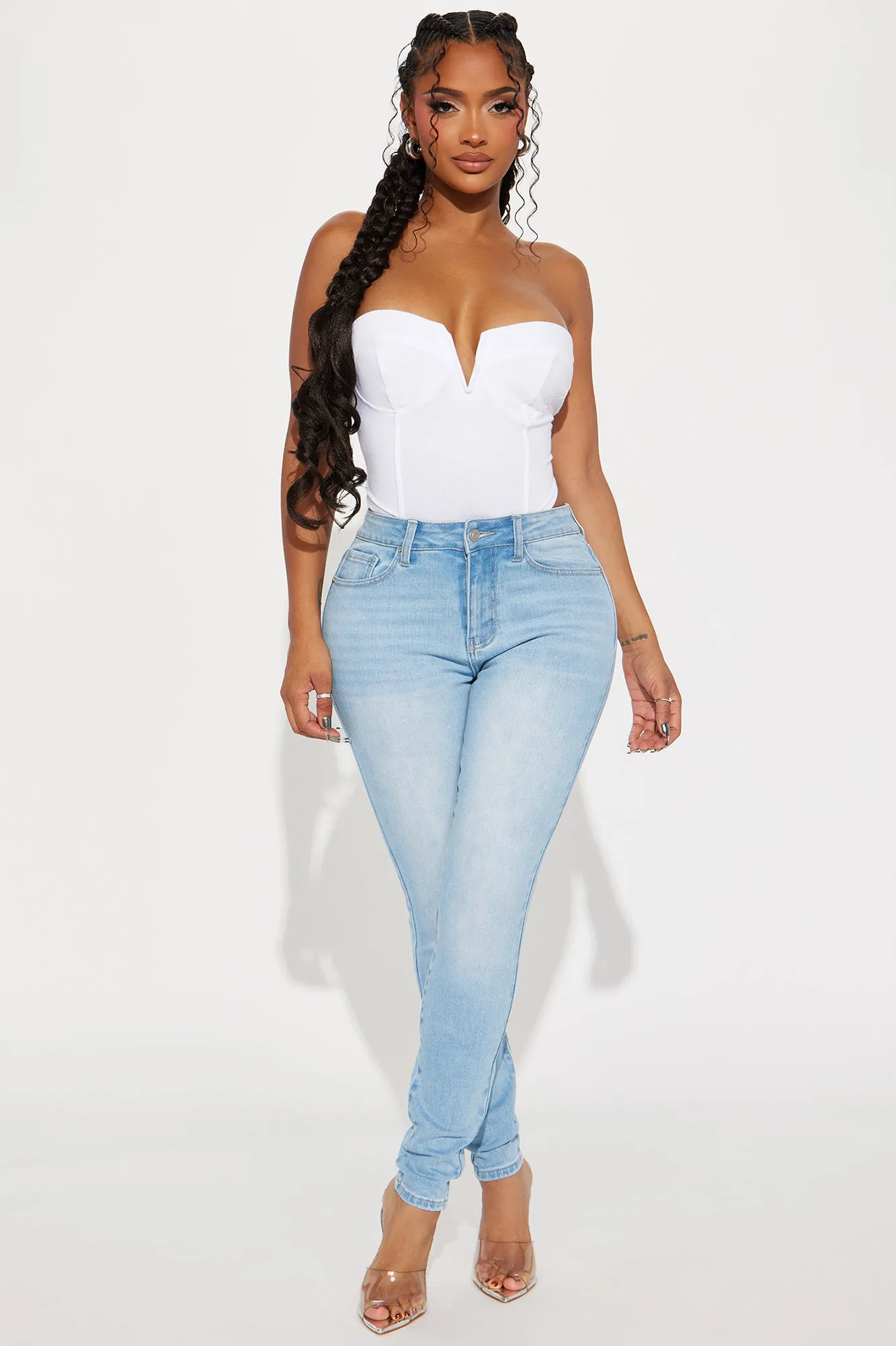 Eriss Stretch Skinny Jeans - Light Wash sold by Fashion Nova