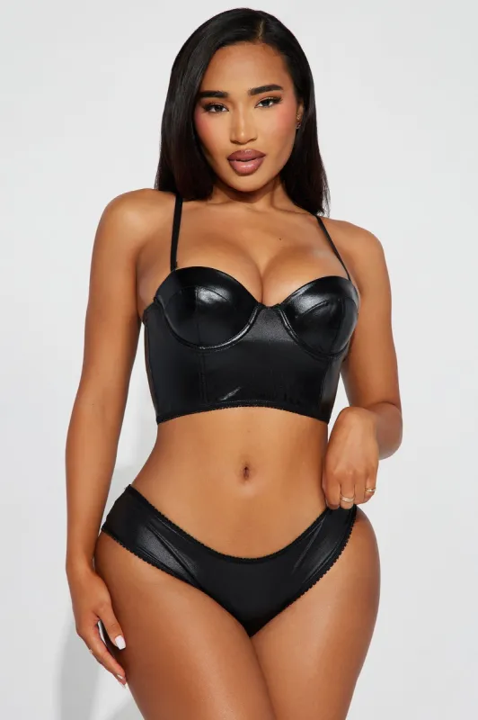 Don't Call Me Faux Leather 2 Piece Set - Black sold by Fashion Nova