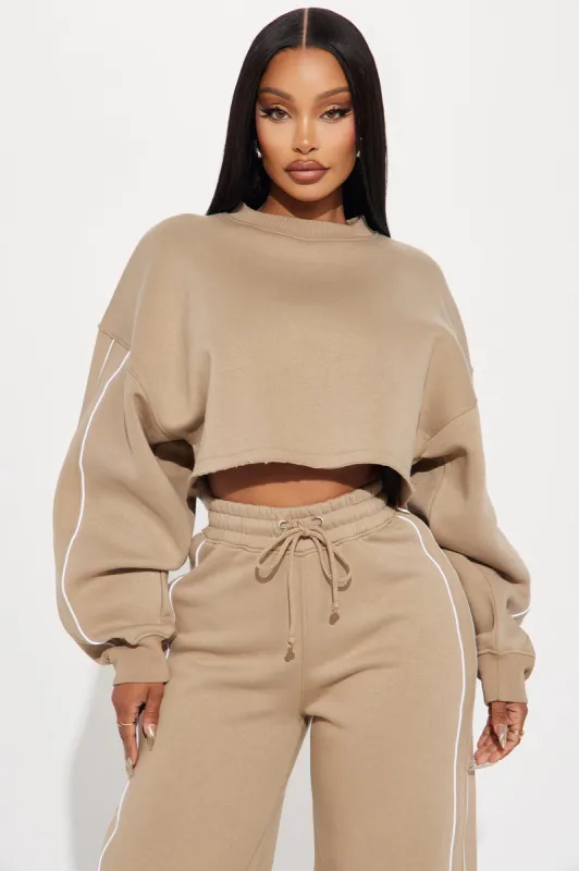 Almost The Weekend Lounge Top - Taupe sold by Fashion Nova