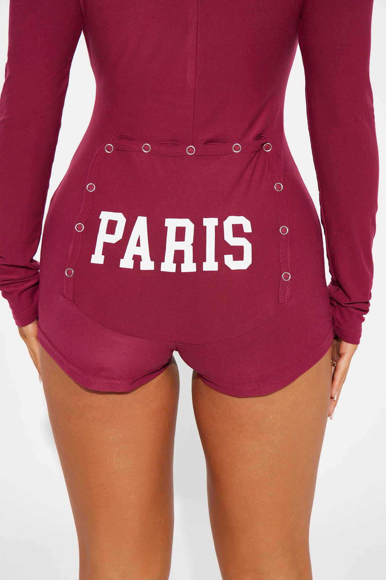 Paris Long Sleeve PJ Romper Onesie - Wine sold by Fashion Nova product image thumbnail 3
