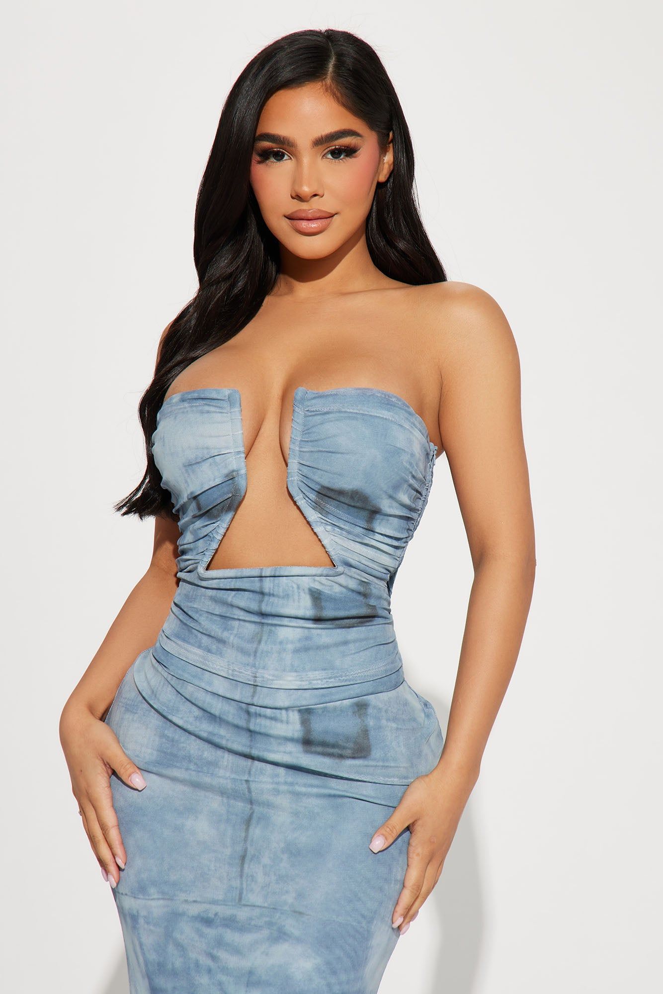 Ocean Mesh Maxi Dress - Blue/combo sold by Fashion Nova product image thumbnail 2