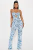 Wild Gal Mesh Jumpsuit - Blue/combo sold by Fashion Nova