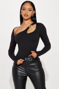 Leave The Drama Cut Out Top - Black sold by Fashion Nova