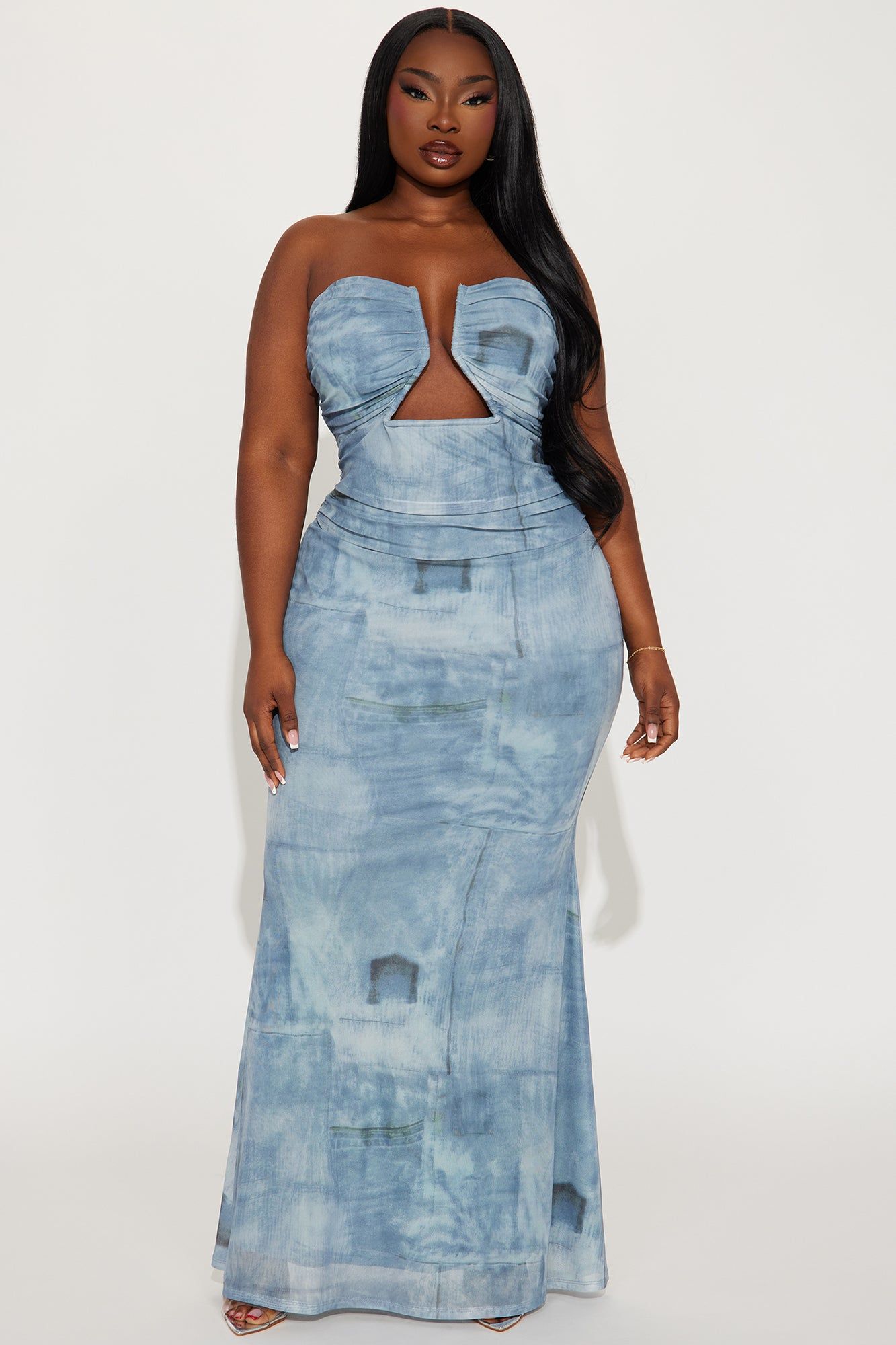 Ocean Mesh Maxi Dress - Blue/combo sold by Fashion Nova product image thumbnail 4