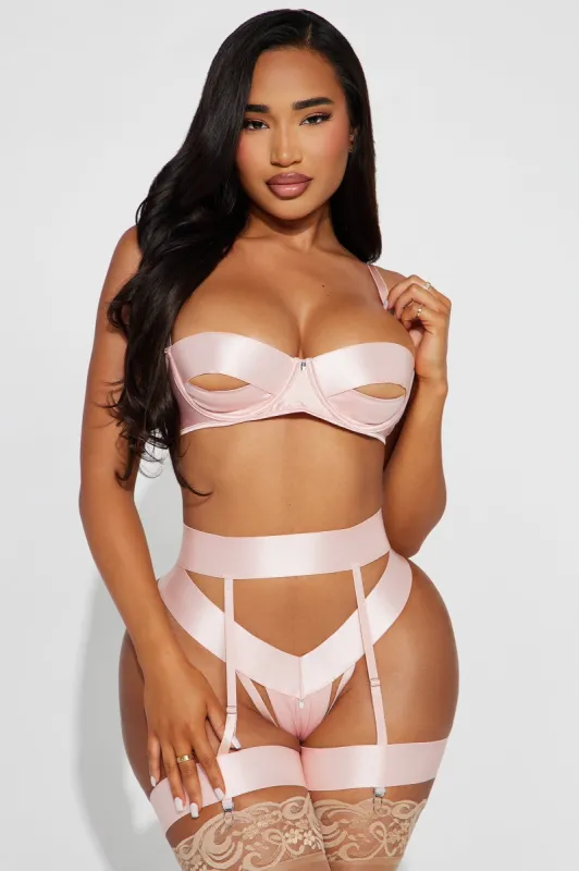 Enemy To Lover Strappy Garter 3 Piece Set - Blush sold by Fashion Nova