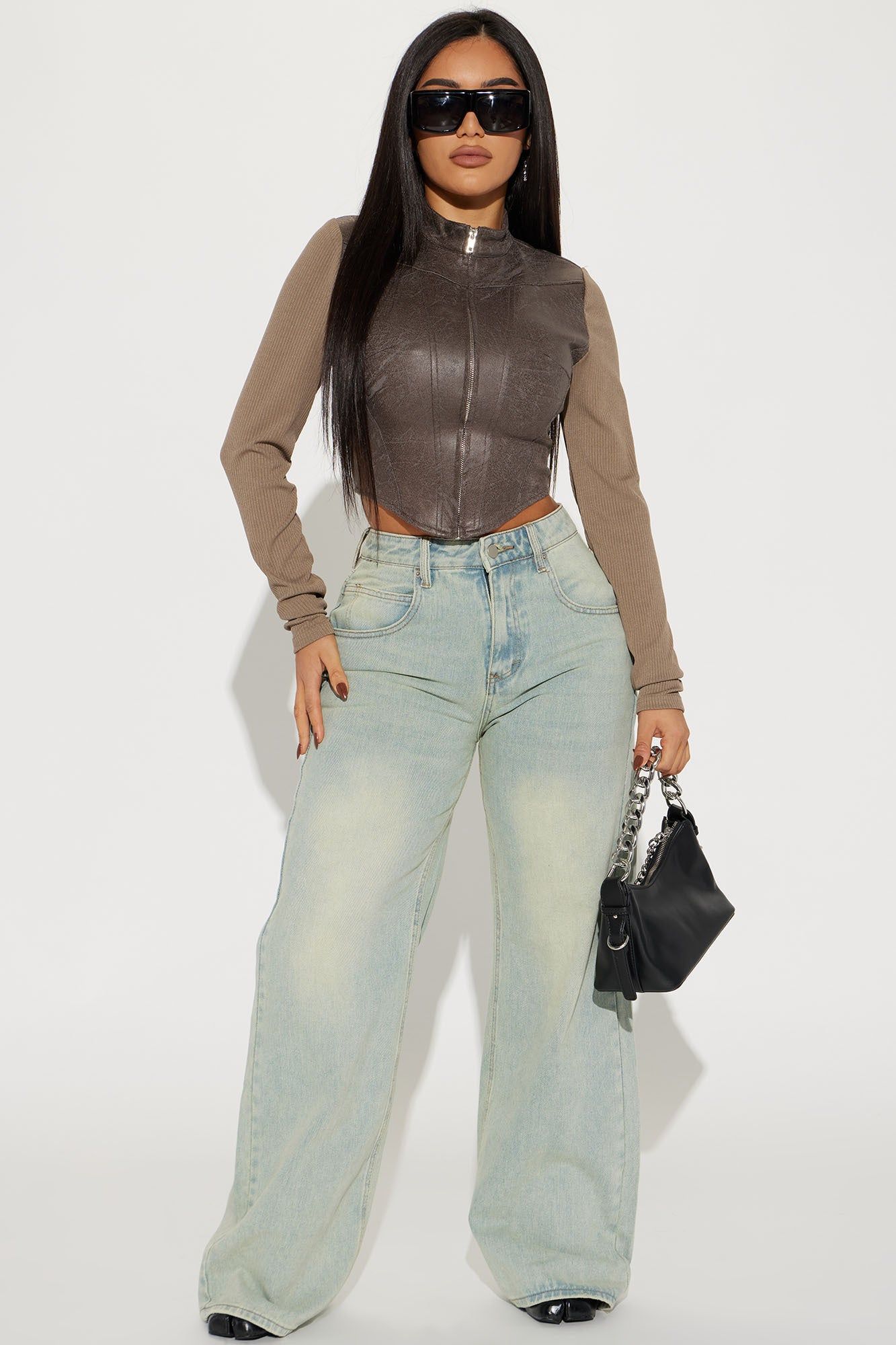 Street Star Faux Suede Top - Brown sold by Fashion Nova product image thumbnail 2