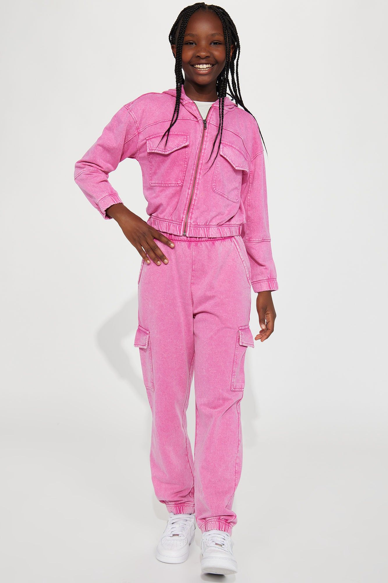 Mini Fiona Fleece Jogger - Fuchsia sold by Fashion Nova