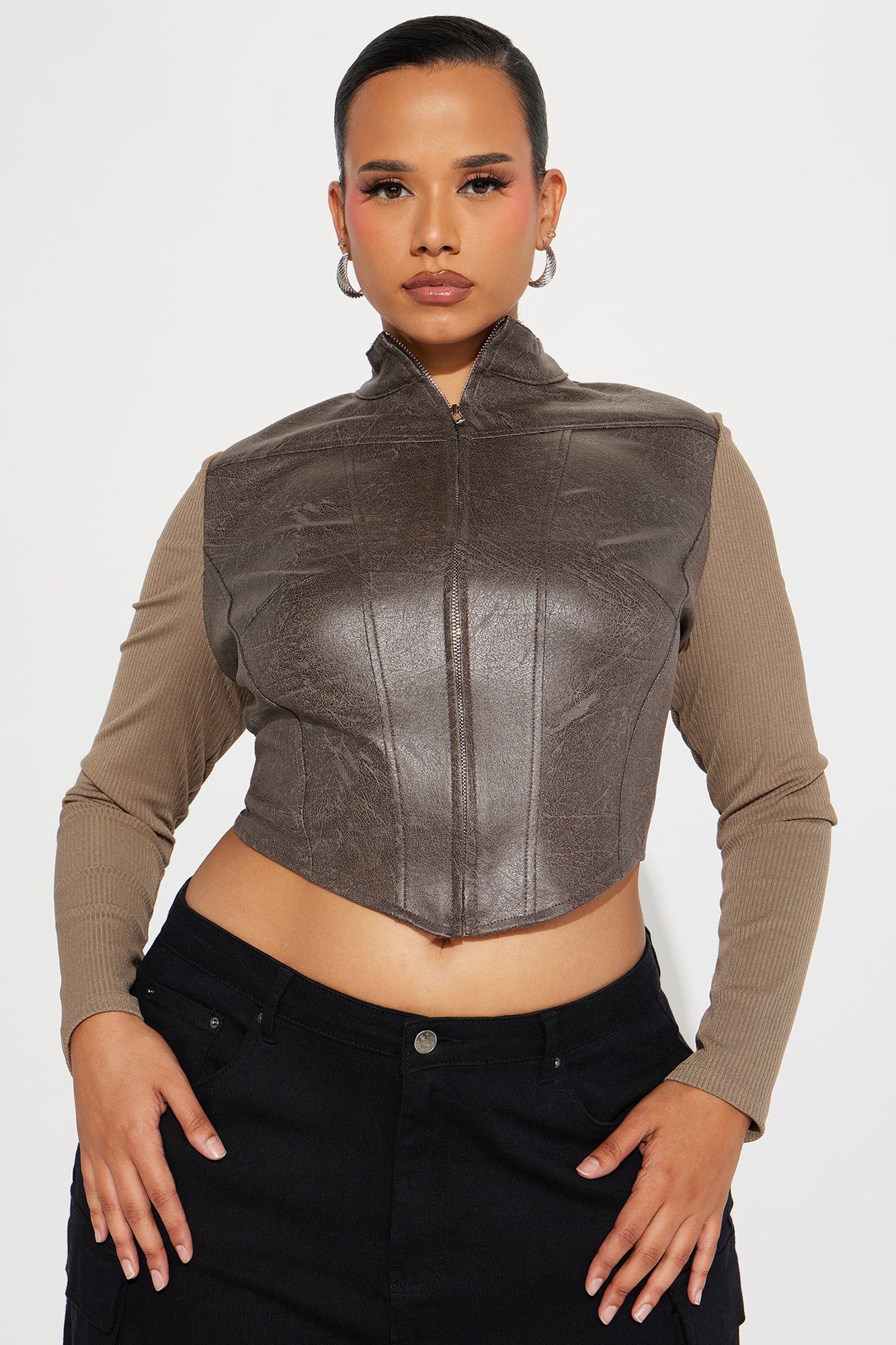 Street Star Faux Suede Top - Brown sold by Fashion Nova product image thumbnail 4