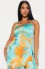 Shayla Satin Pant Set - Aqua/Combo sold by Fashion Nova