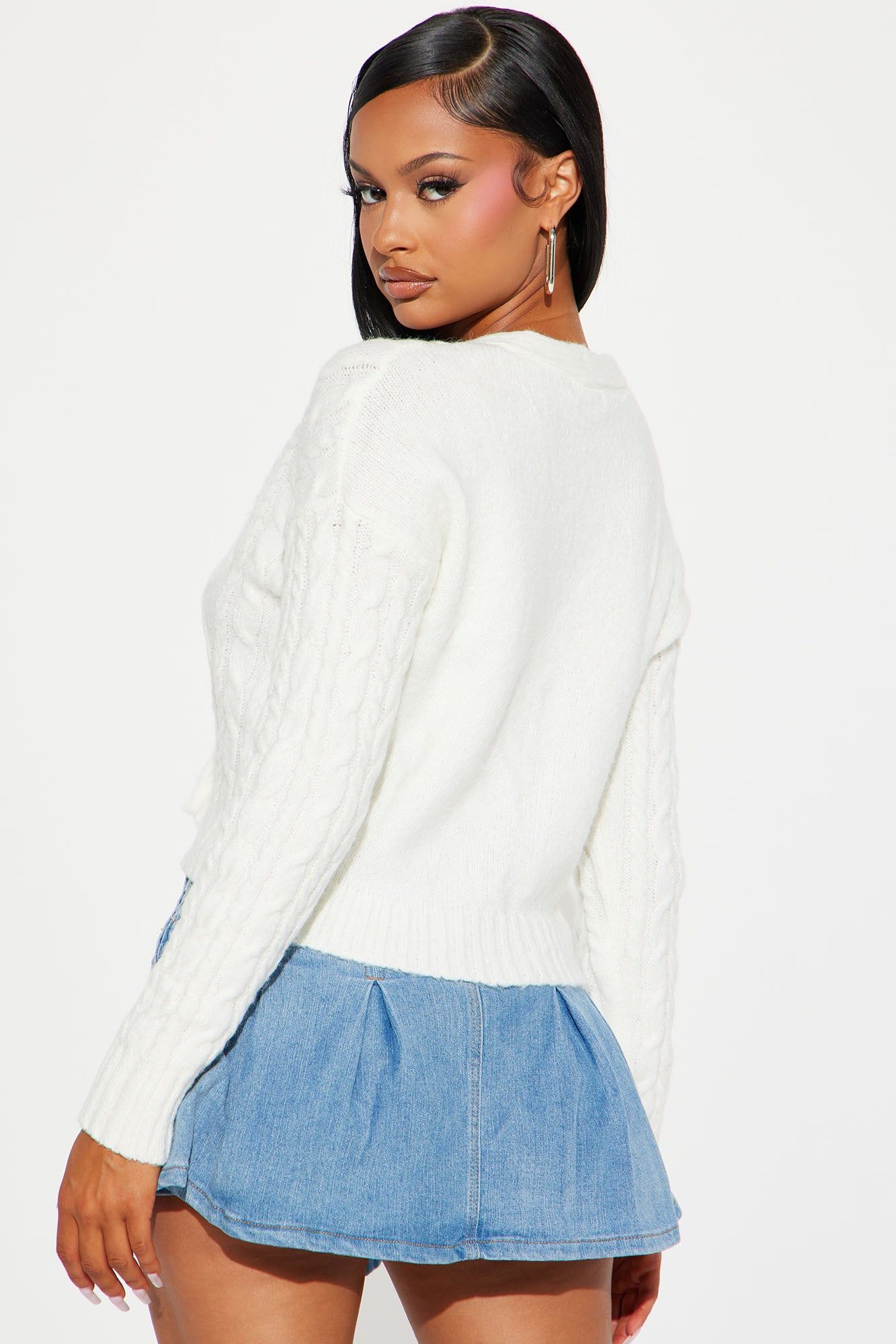 Always At My Level Cable Knit Cardigan - Off White sold by Fashion Nova product image thumbnail 3