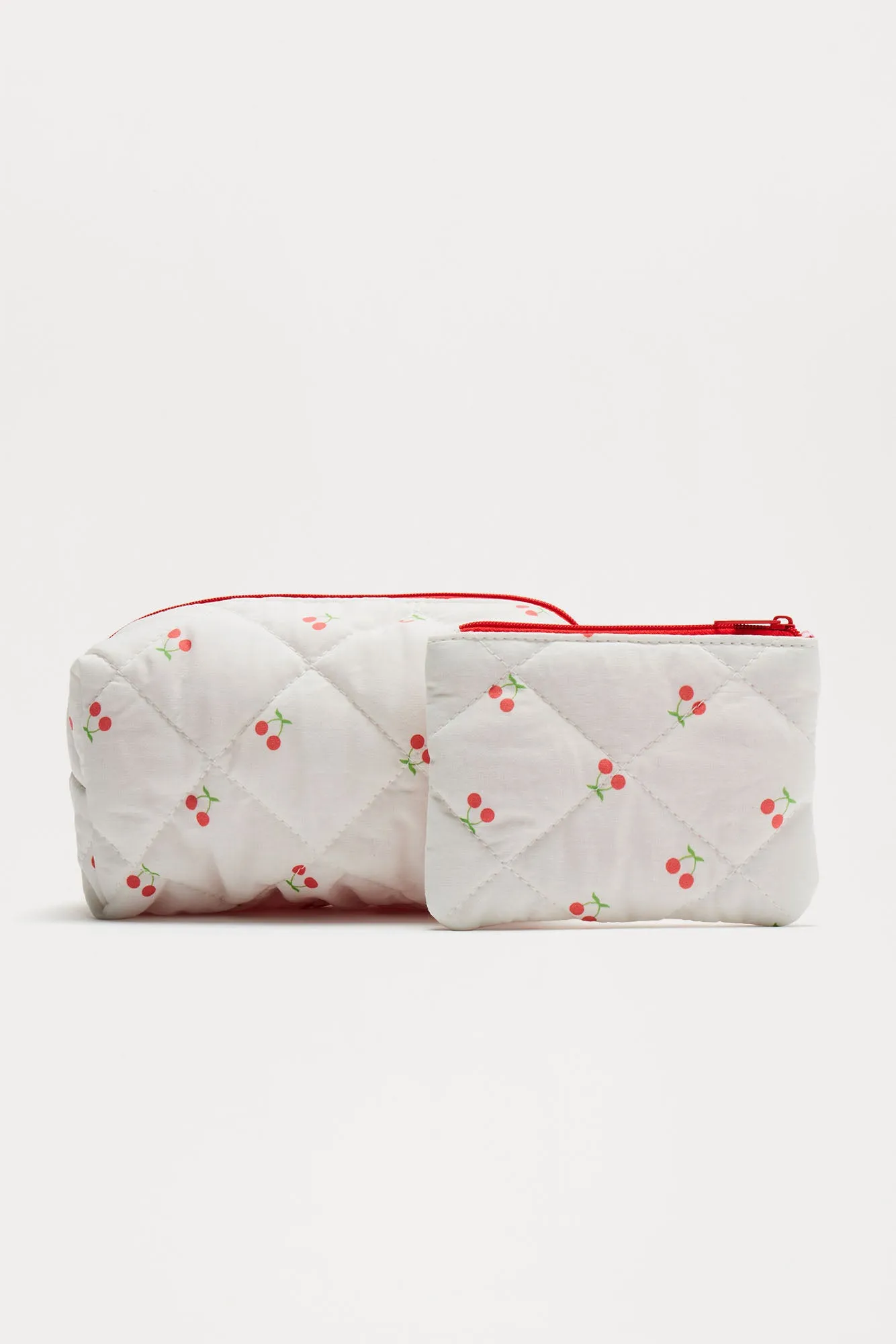 Cherry Make Up Bag 2 Piece Set - White/combo sold by Fashion Nova