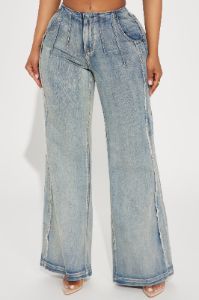 Amber Seamed Wide Leg Jeans - Vintage Wash sold by Fashion Nova