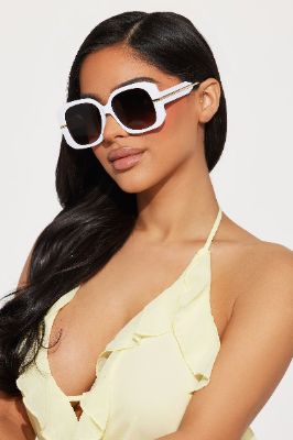 Enjoying Myself Sunglasses - White sold by Fashion Nova