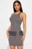 Laura Ribbed Mini Dress - Charcoal sold by Fashion Nova