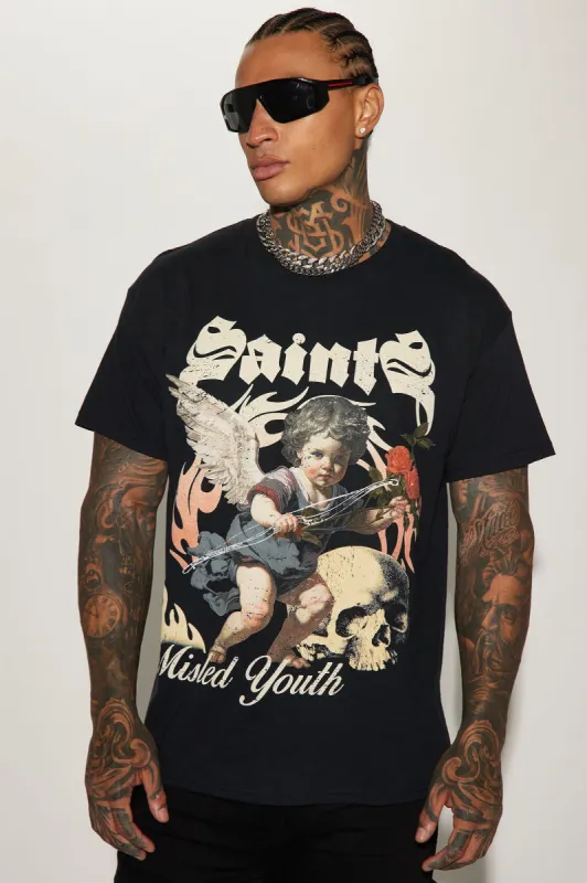 Misled Saints Short Sleeve Tee - Black made by Fashion Nova