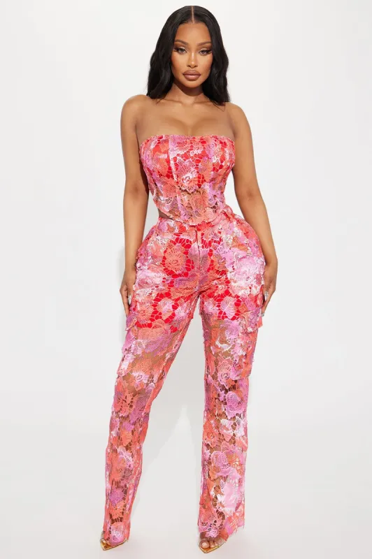 Rosy Babe Pant Set - Pink/combo sold by Fashion Nova