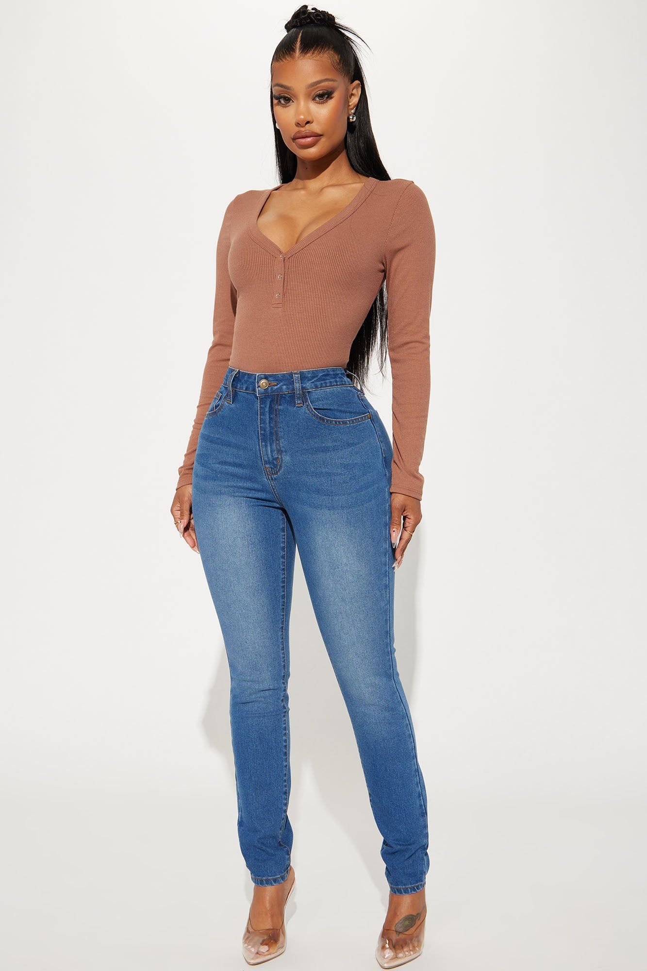 Brianna Basic Stretch Skinny Jeans - Medium Wash sold by Fashion Nova